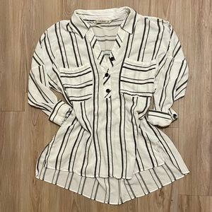 Zara Basics Oversized Shirt size Small White Stripes